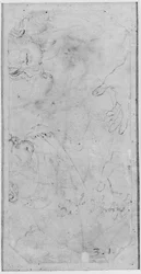 Verso: Schetsen van twee mannelijke Hoofden en een paar Handen, WA1846.167